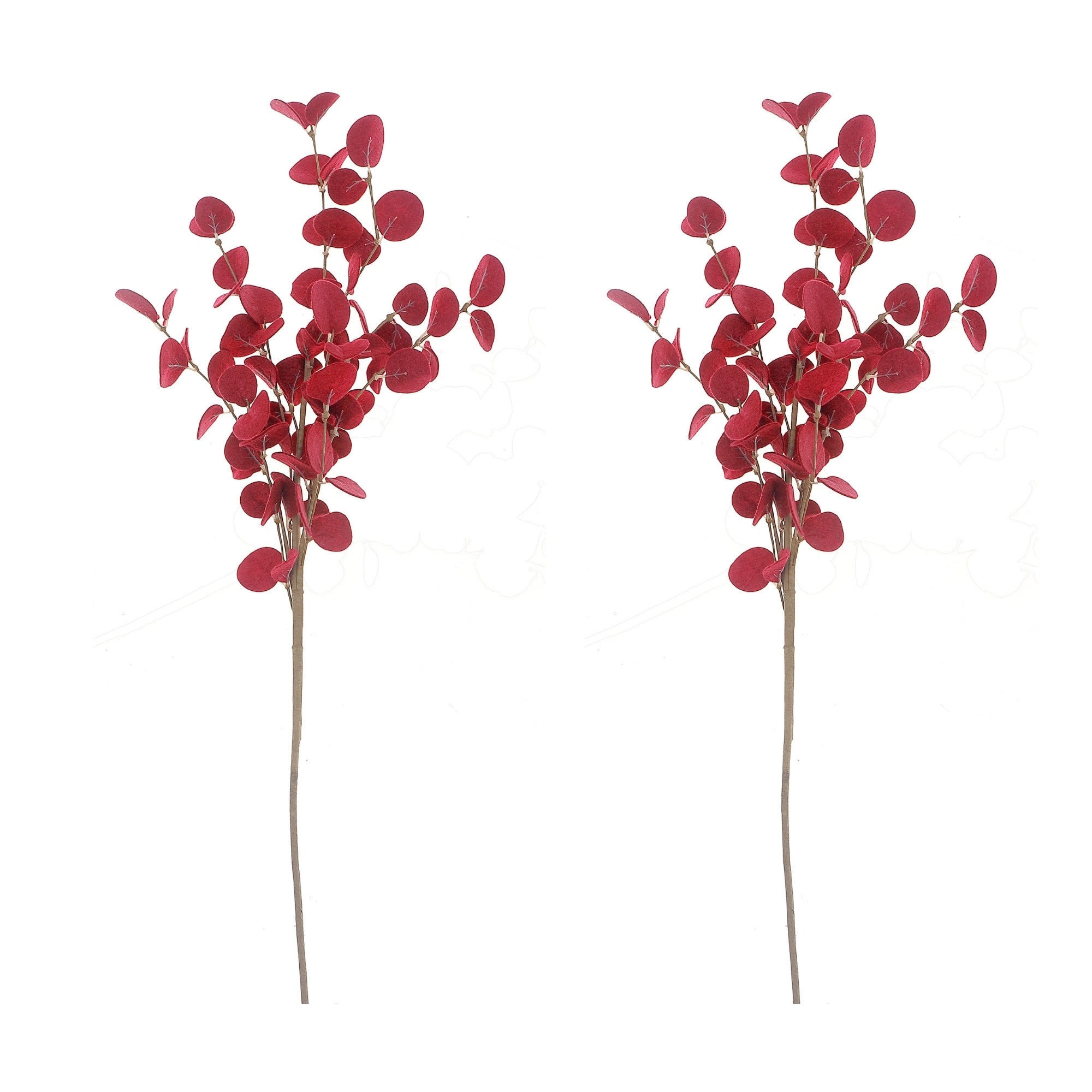 Burgundy Felt and Eucalyptus Decorative Spray - Set of 2, Holiday Floral Arrangement, Christmas Centerpiece, Festive Decor
