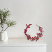 Burgundy Felt and Eucalyptus Decorative Garland, Christmas Mantel or Table Decoration, Holiday Floral Accent