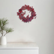 Burgundy Felt and Eucalyptus Christmas Wreath, Holiday Door Decor, Christmas Floral Accent, Festive Seasonal Decoration