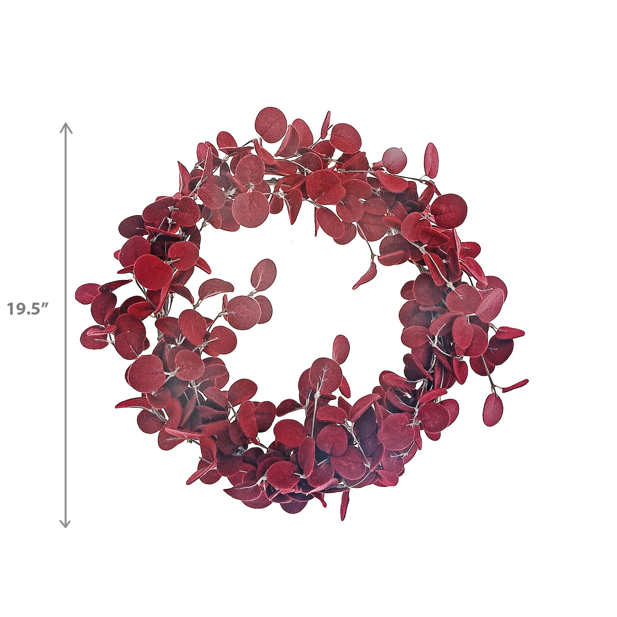 Burgundy Felt and Eucalyptus Christmas Wreath, Holiday Door Decor, Christmas Floral Accent, Festive Seasonal Decoration