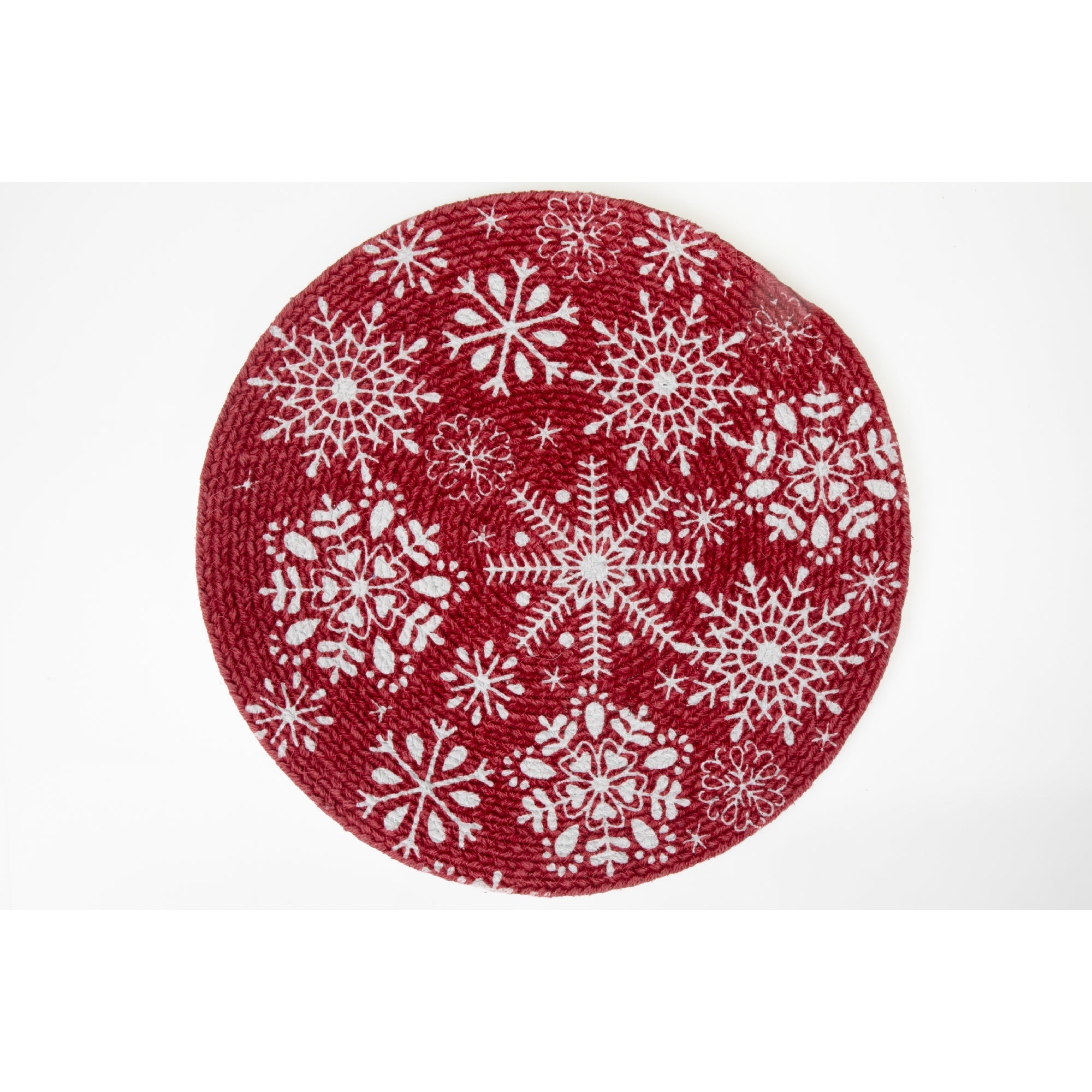 Printed Cotton Rope Placemat Snowflake Holiday Dining Table Mats - Set of 12