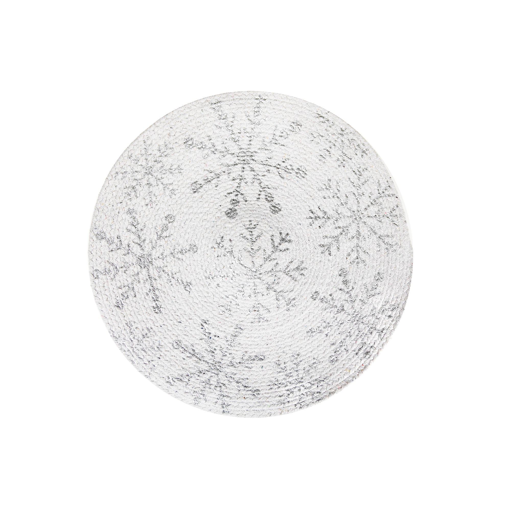 Foil Printed Snowflake Cotton Rope Placemat Silver - Set of 12 Holiday Table Mats