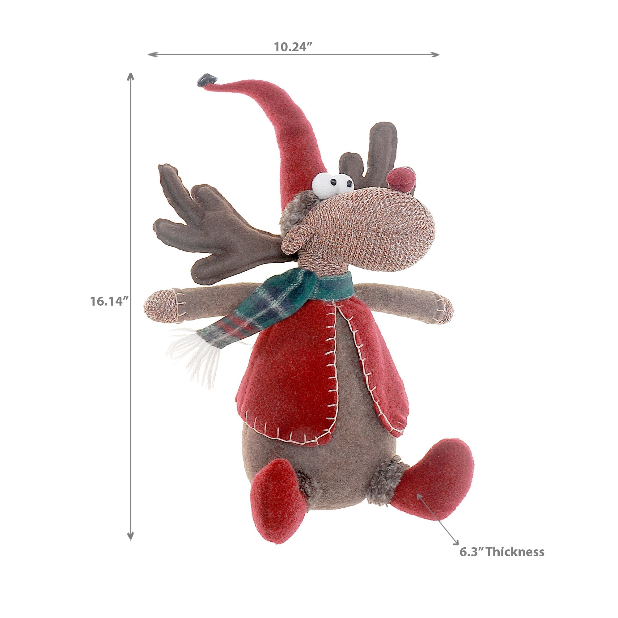 Moose Plush Sitting Decoration, Winter Animal Plush Decor, Holiday Home Decoration