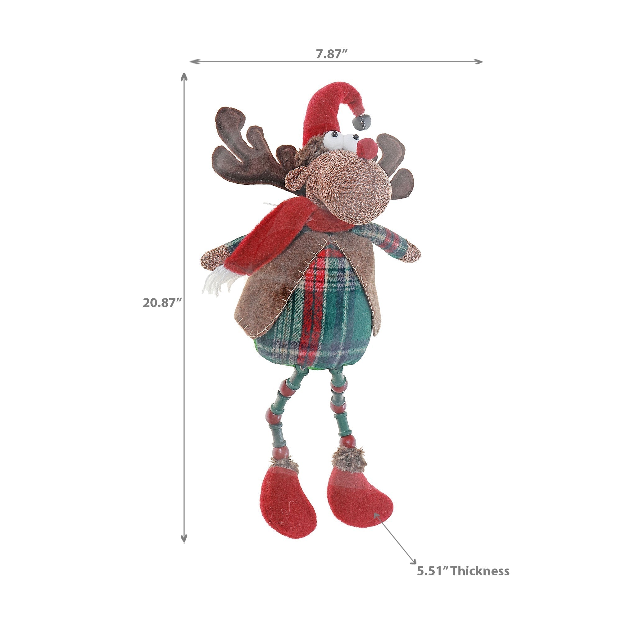 Moose Plush Shelf Dangler, Winter Animal Plush Decoration, Holiday Shelf Decor