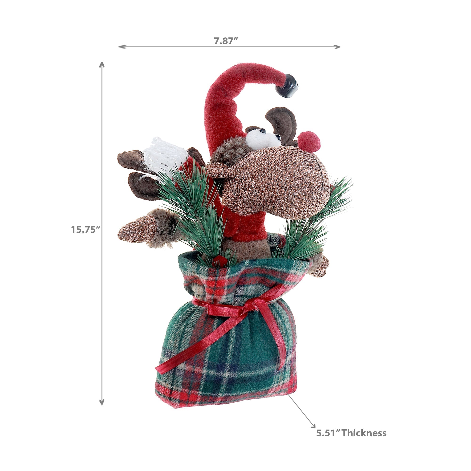 Moose Plush Sitting In Sack, Winter Animal Plush Decoration, Holiday Home Decor