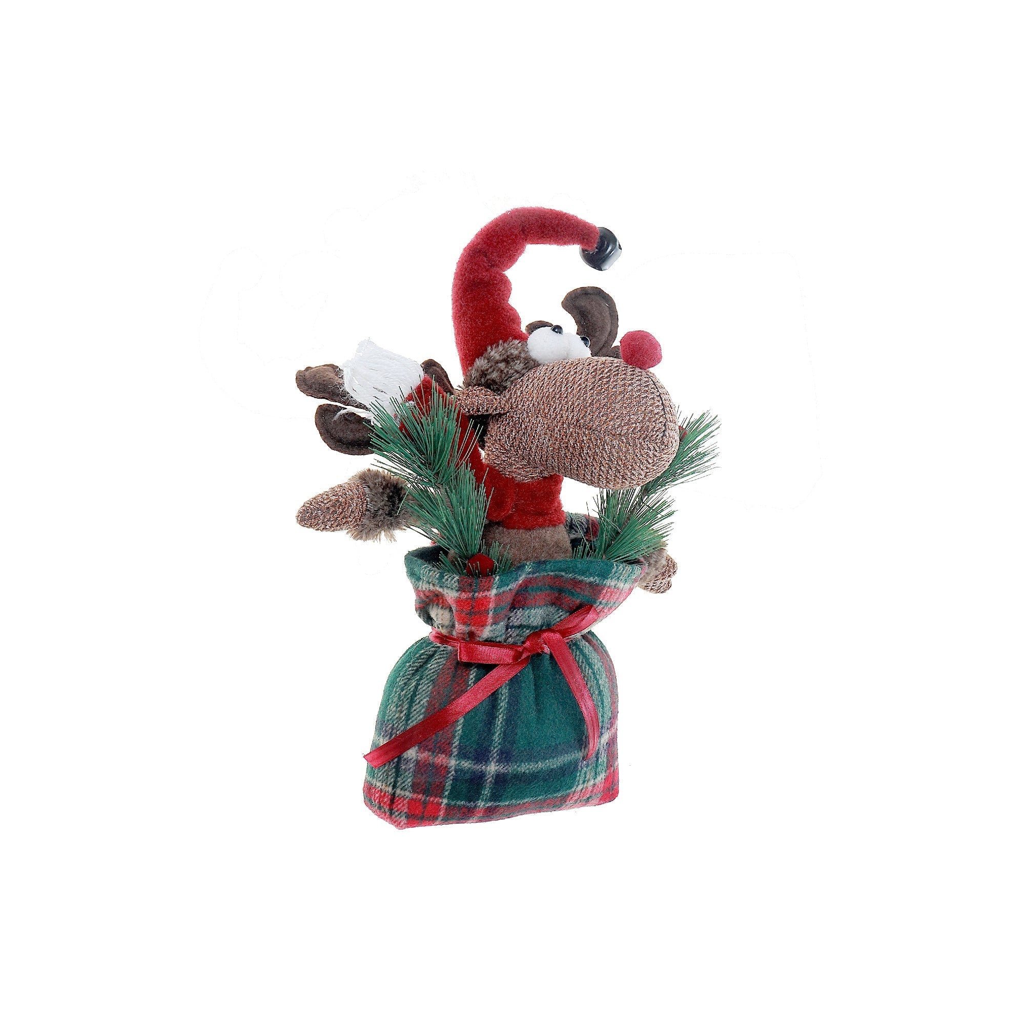 Moose Plush Sitting In Sack, Winter Animal Plush Decoration, Holiday Home Decor
