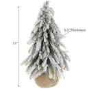 Pine Tree With Burlap Base (11") (Snow Covered)
