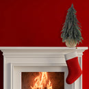 Pine Tree With Burlap Base (14") (Silver Glitter)