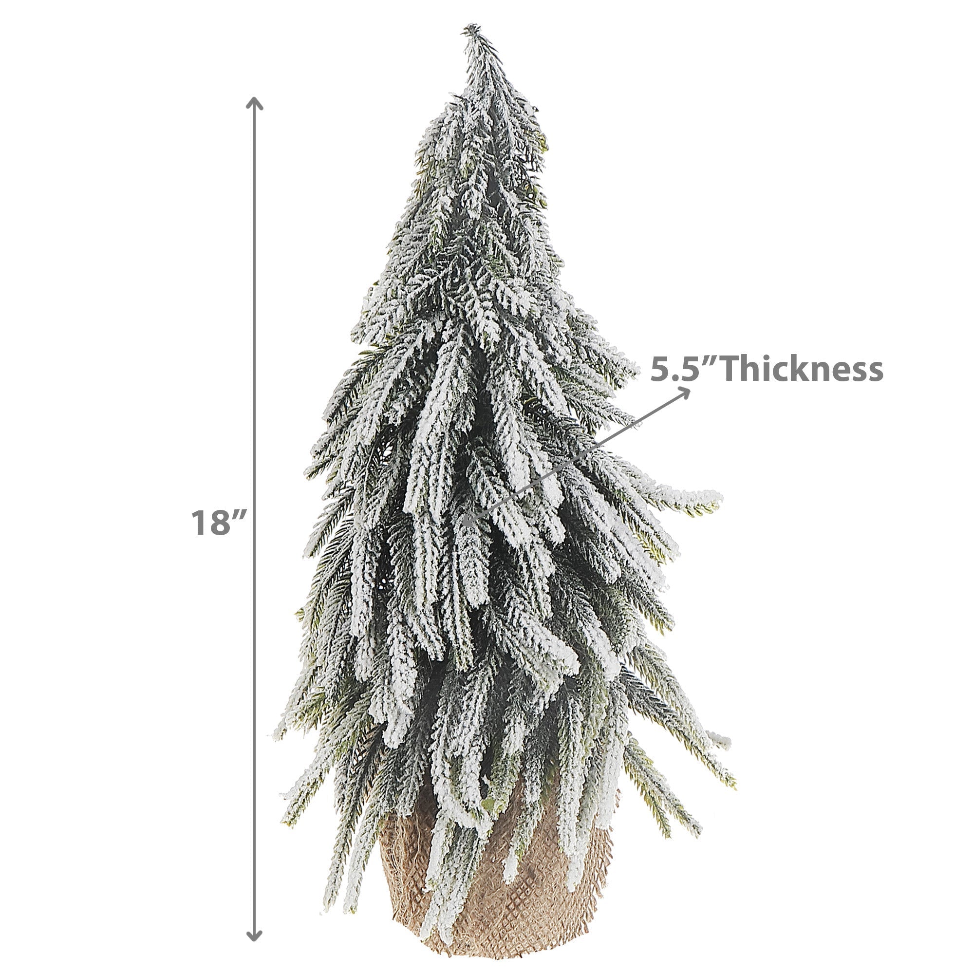 14 Inch Snow Covered Pine Tree with Burlap Base, Mini Holiday Christmas Décor
