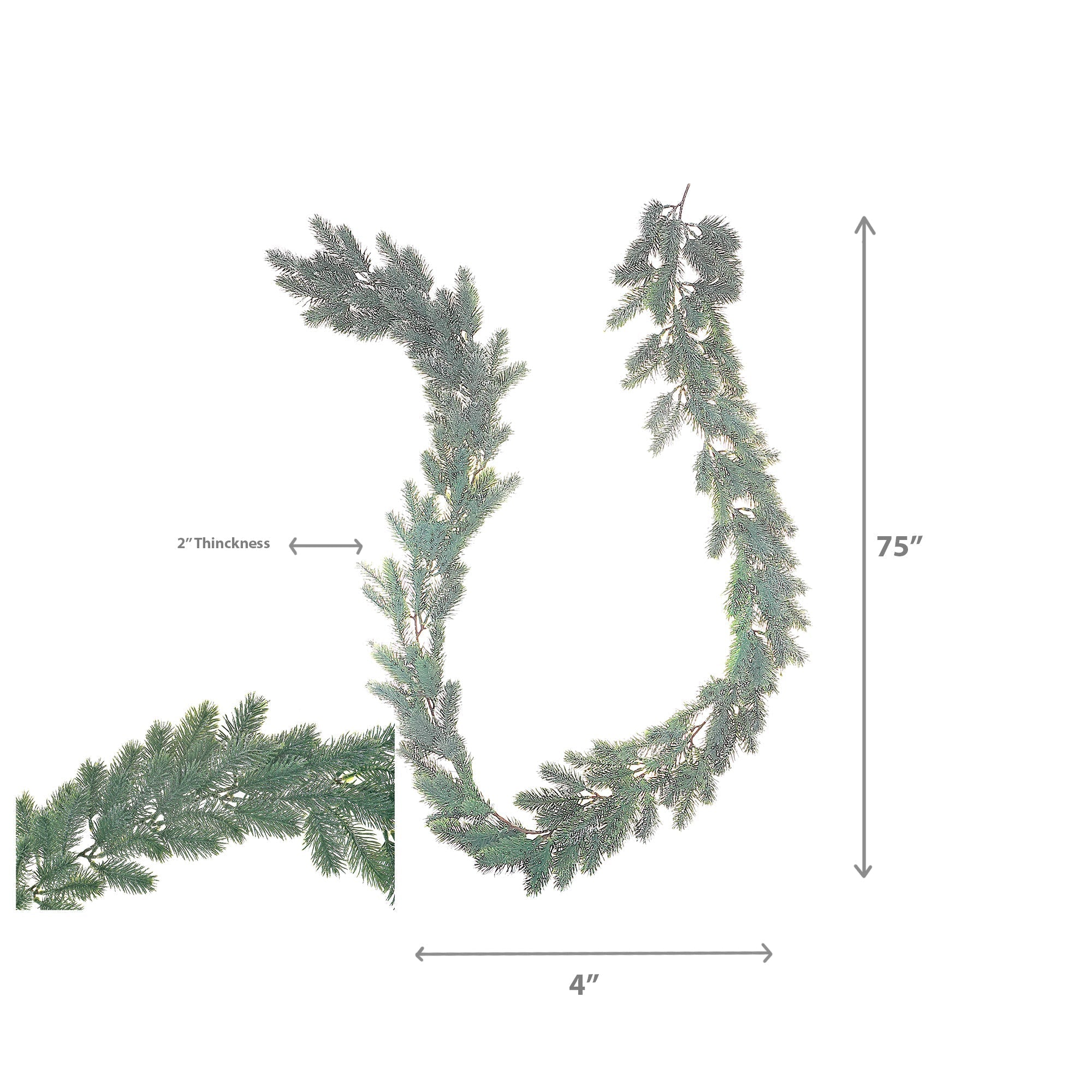 Silver Glitter Pine Decorative Garland, Christmas Garland, Holiday Mantel or Table Decor, Festive Seasonal Accent