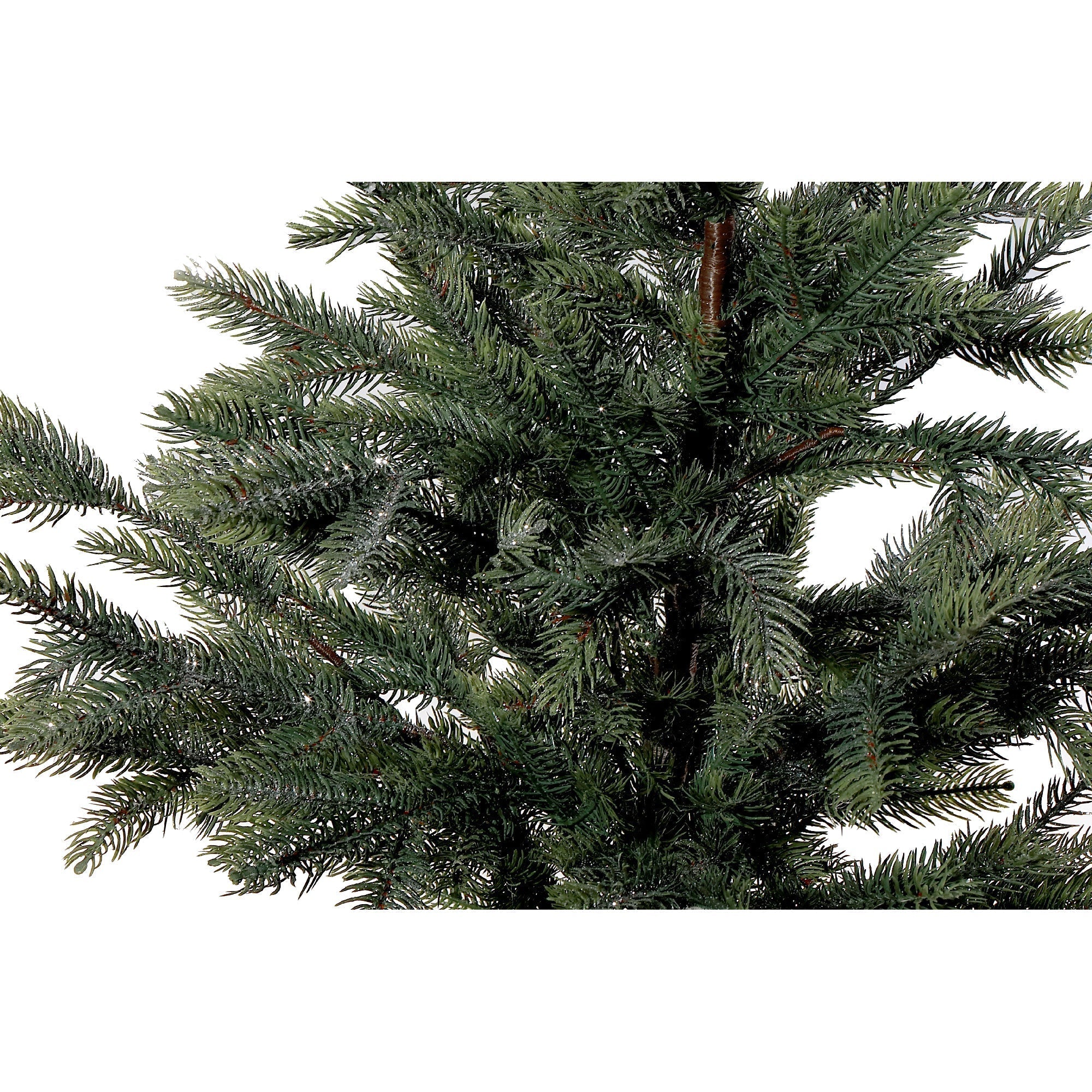 35 Inch Pine Tree with Silver Glitter and Burlap Base, Festive Christmas Tabletop Décor