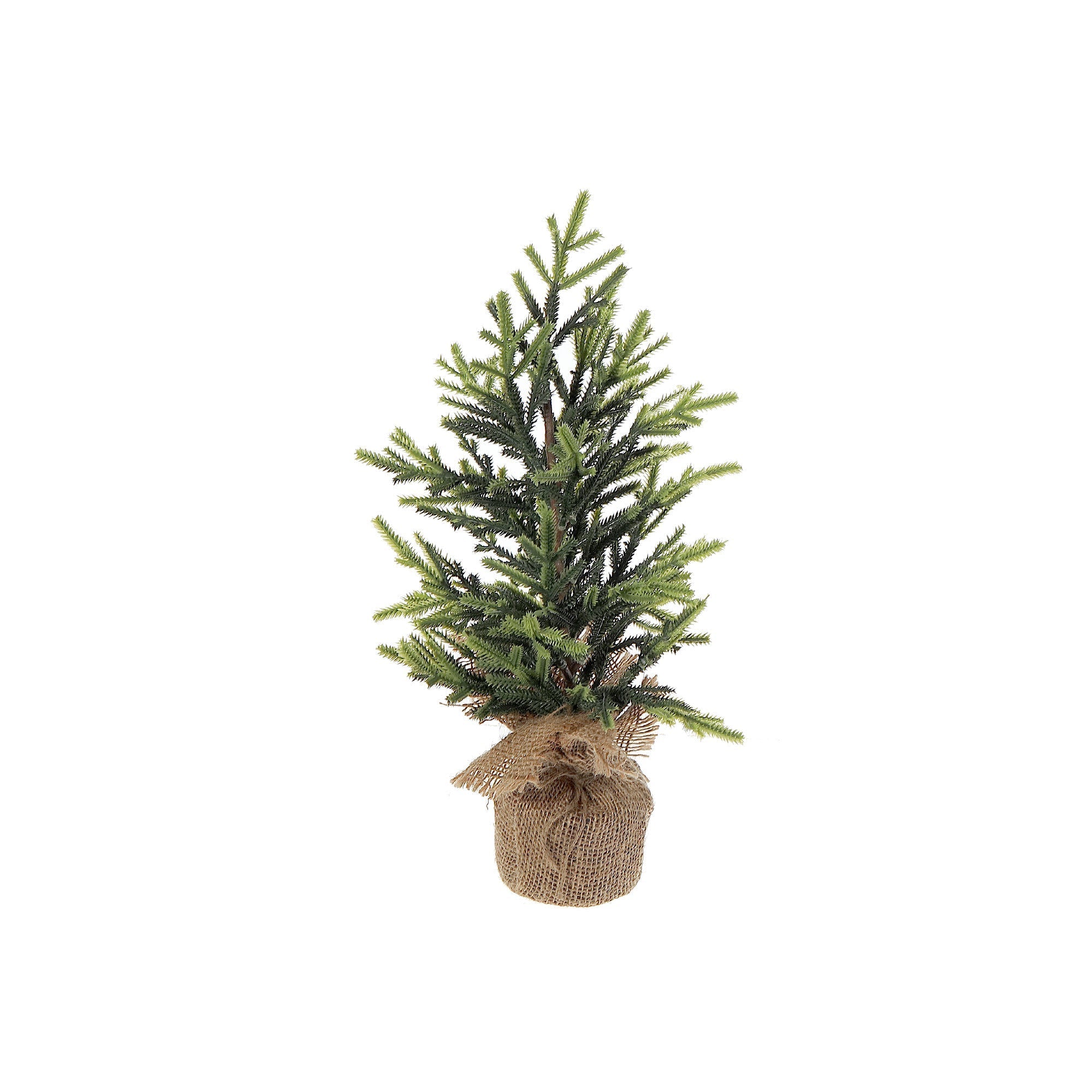 16.5 Inch Pine Tree with Burlap Base, Rustic Christmas Tabletop Tree, Holiday Décor