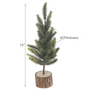Pine Tree With Wooden Log Base (12")