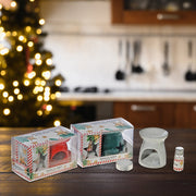 Assorted Ceramic Star Oil Burner Gift Set - Set of 3, Holiday Candle Accessory, Christmas Home Decor, Festive Table Accent