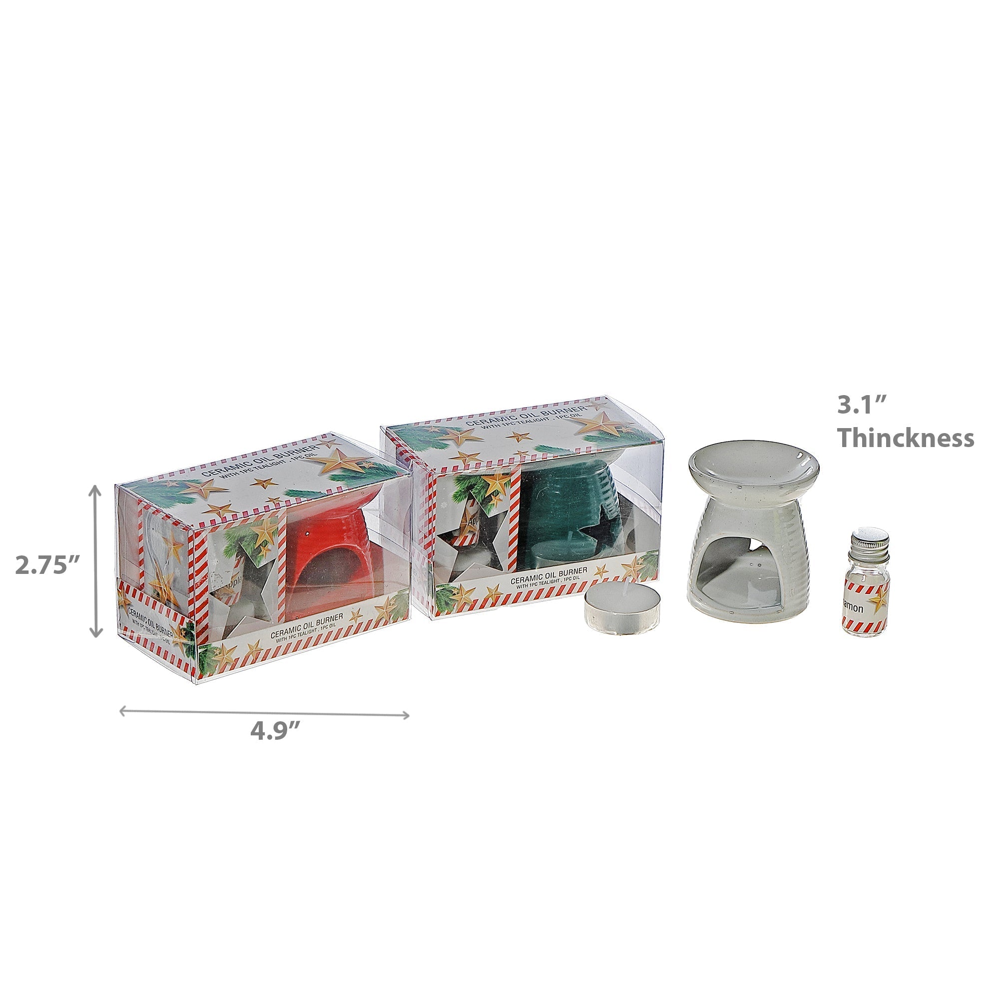 Assorted Ceramic Star Oil Burner Gift Set - Set of 3, Holiday Candle Accessory, Christmas Home Decor, Festive Table Accent