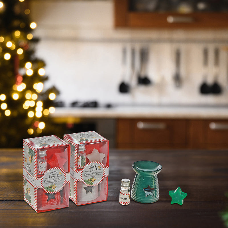Ceramic Star Wax & Oil Burner Gift Set (Asstd) - Set of 3