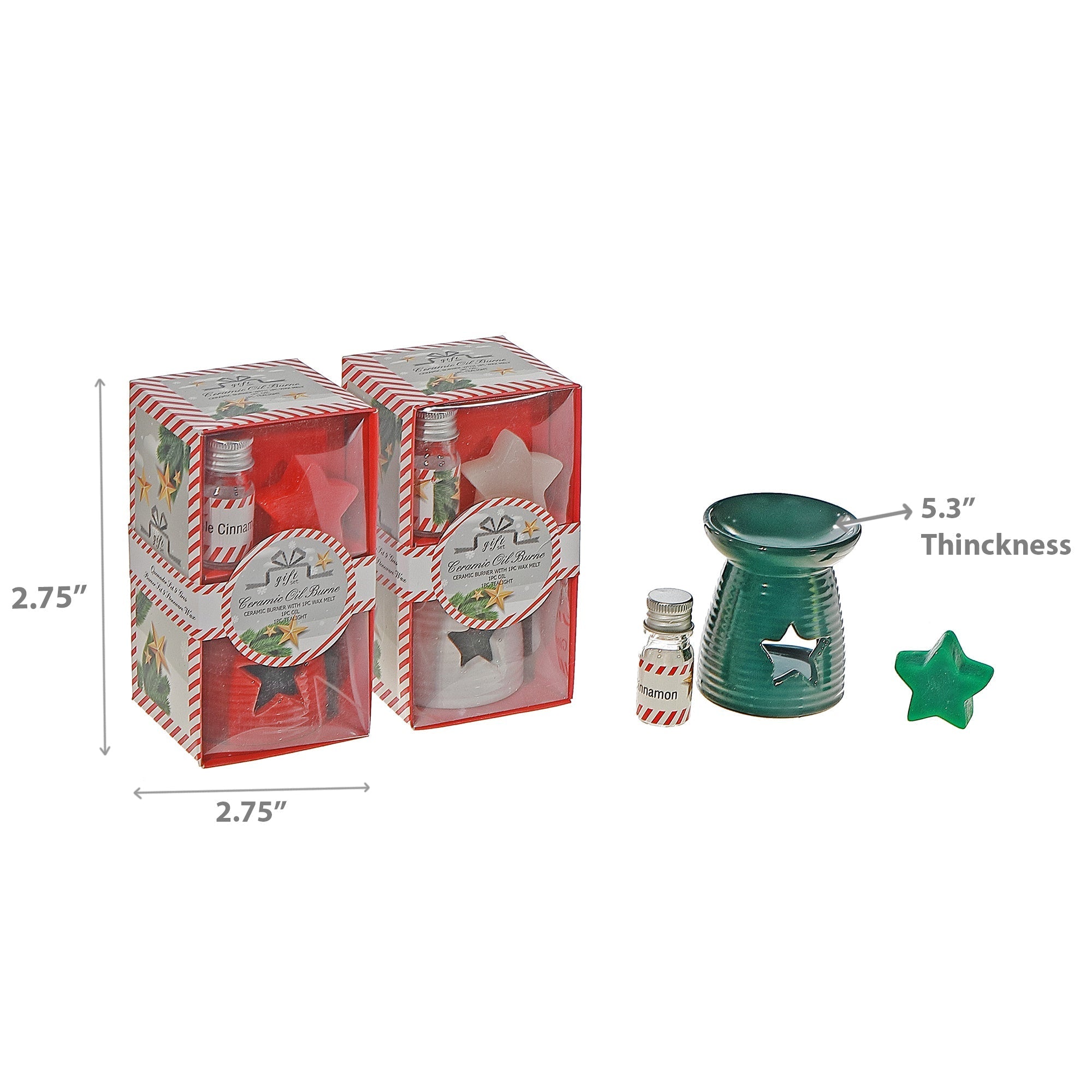 Assorted Ceramic Star Wax and Oil Burner Gift Set - Set of 3, Holiday Candle Accessory, Christmas Home Decor, Festive Table Accent