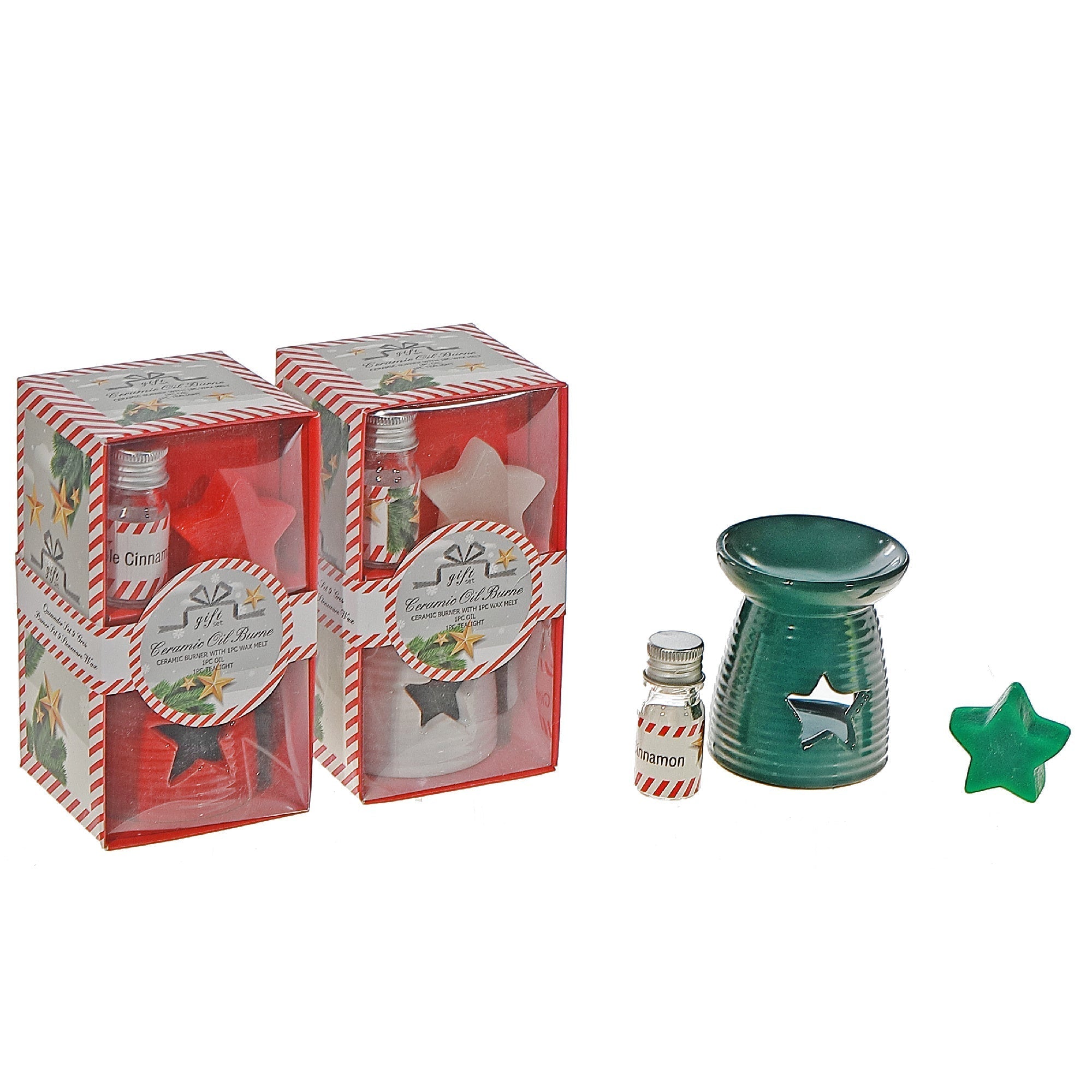Assorted Ceramic Star Wax and Oil Burner Gift Set - Set of 3, Holiday Candle Accessory, Christmas Home Decor, Festive Table Accent