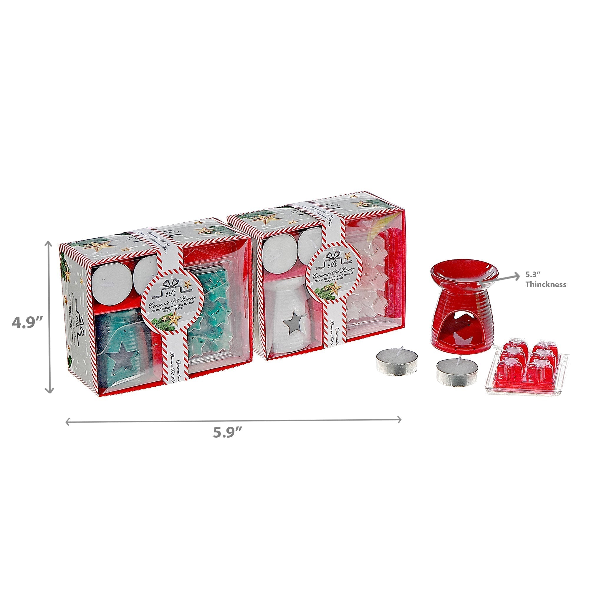 Assorted Ceramic Star Wax Burner Gift Set - Set of 3, Holiday Candle Accessory, Christmas Home Decor, Festive Table Accent