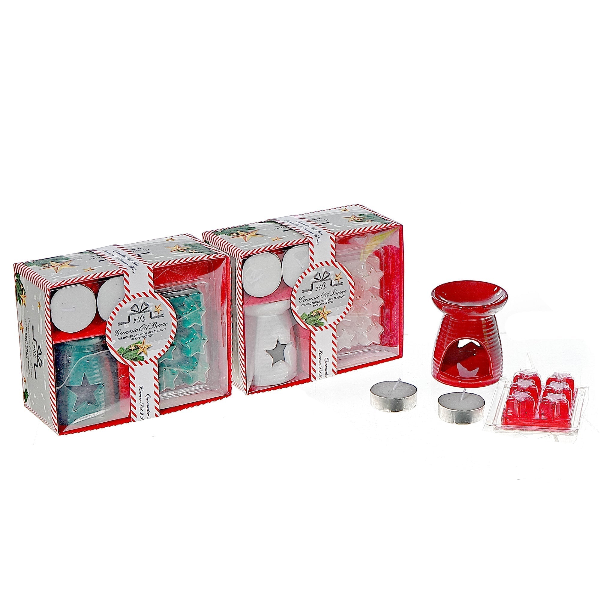 Assorted Ceramic Star Wax Burner Gift Set - Set of 3, Holiday Candle Accessory, Christmas Home Decor, Festive Table Accent