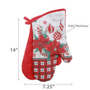 14" Oven Mitts (2Pcs) (Poinsettia W/ Ornaments) - Set of 2