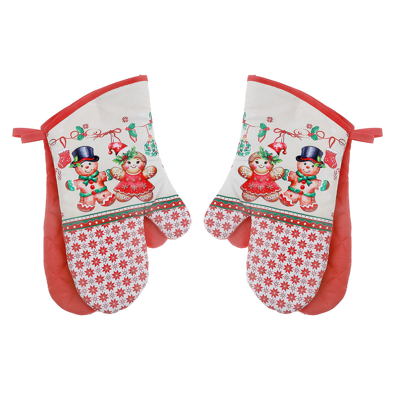 14" Oven Mitts (2Pcs) (Gingerbread) - Set of 2