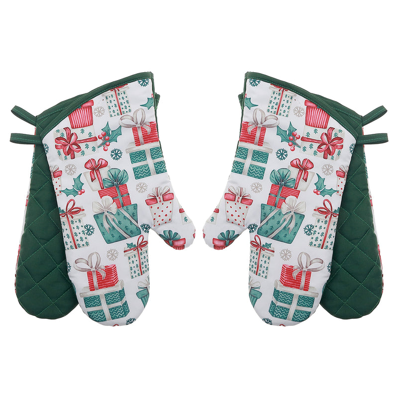 14" Oven Mitts (2Pcs) (Presents) - Set of 2