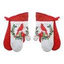 14" Oven Mitts (2Pcs) (Cardinals Perched On Wreath) - Set of 2