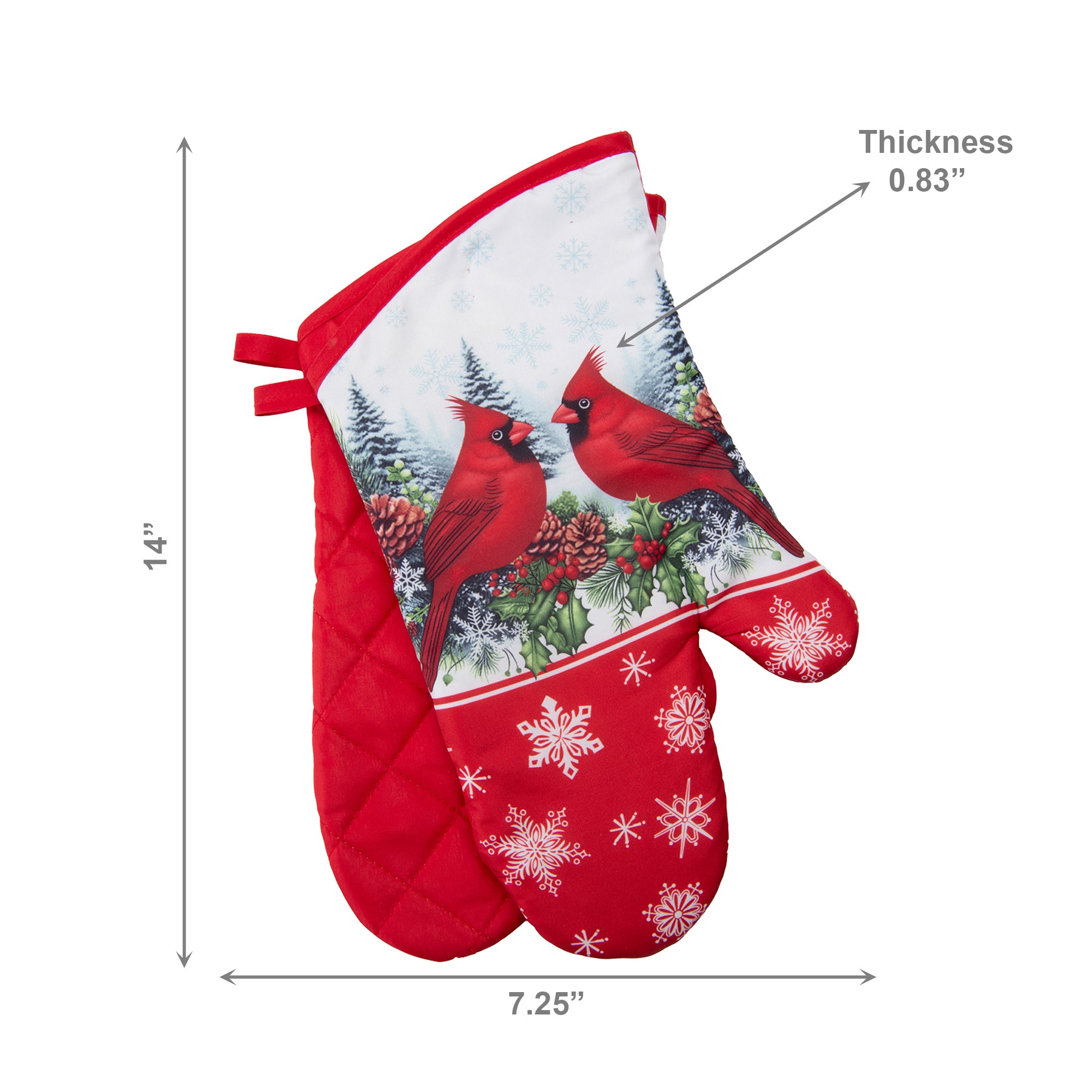 14" Oven Mitts 2 Piece Double Cardinal, Christmas, Holiday Decor- Set of 2