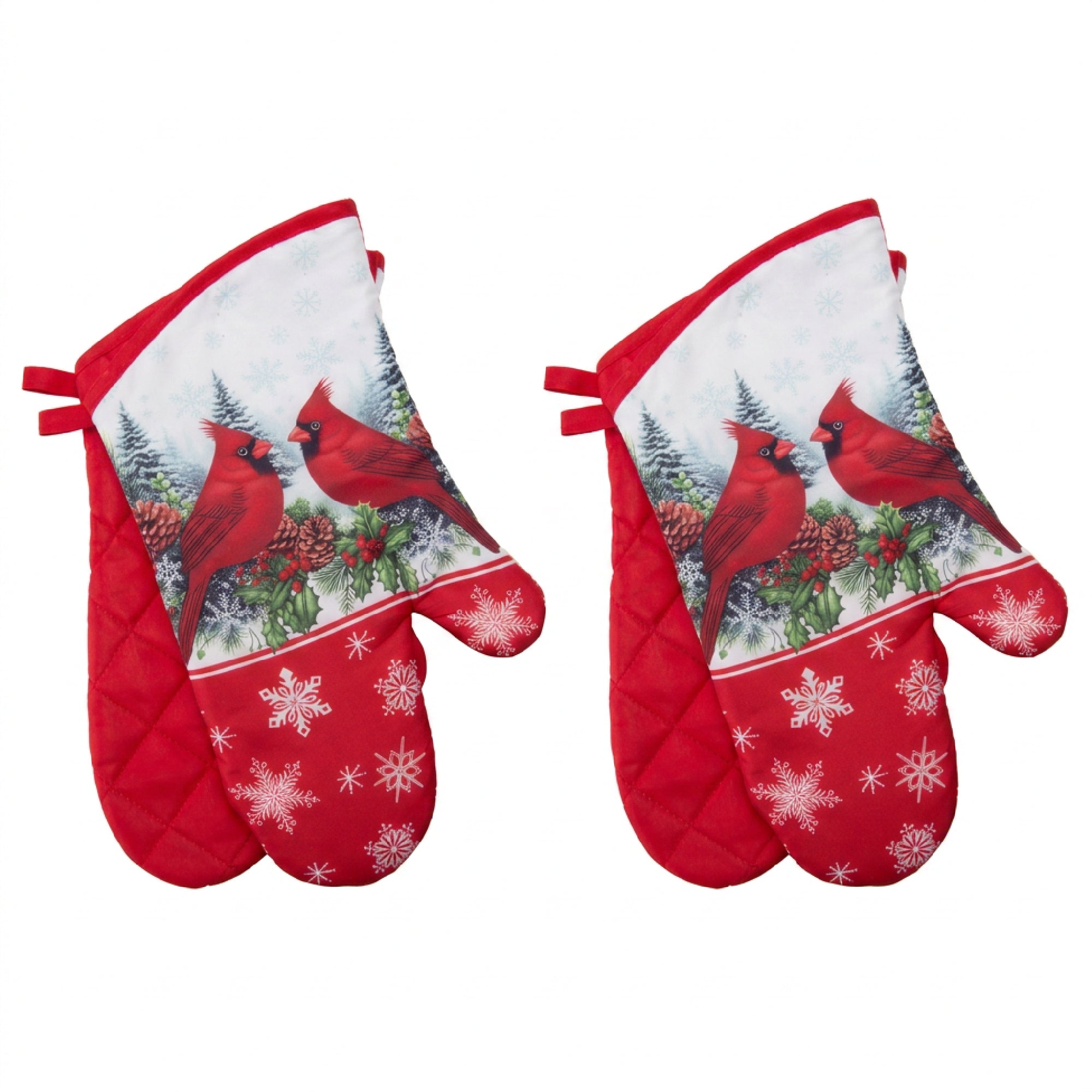 14" Oven Mitts 2 Piece Double Cardinal, Christmas, Holiday Decor- Set of 2