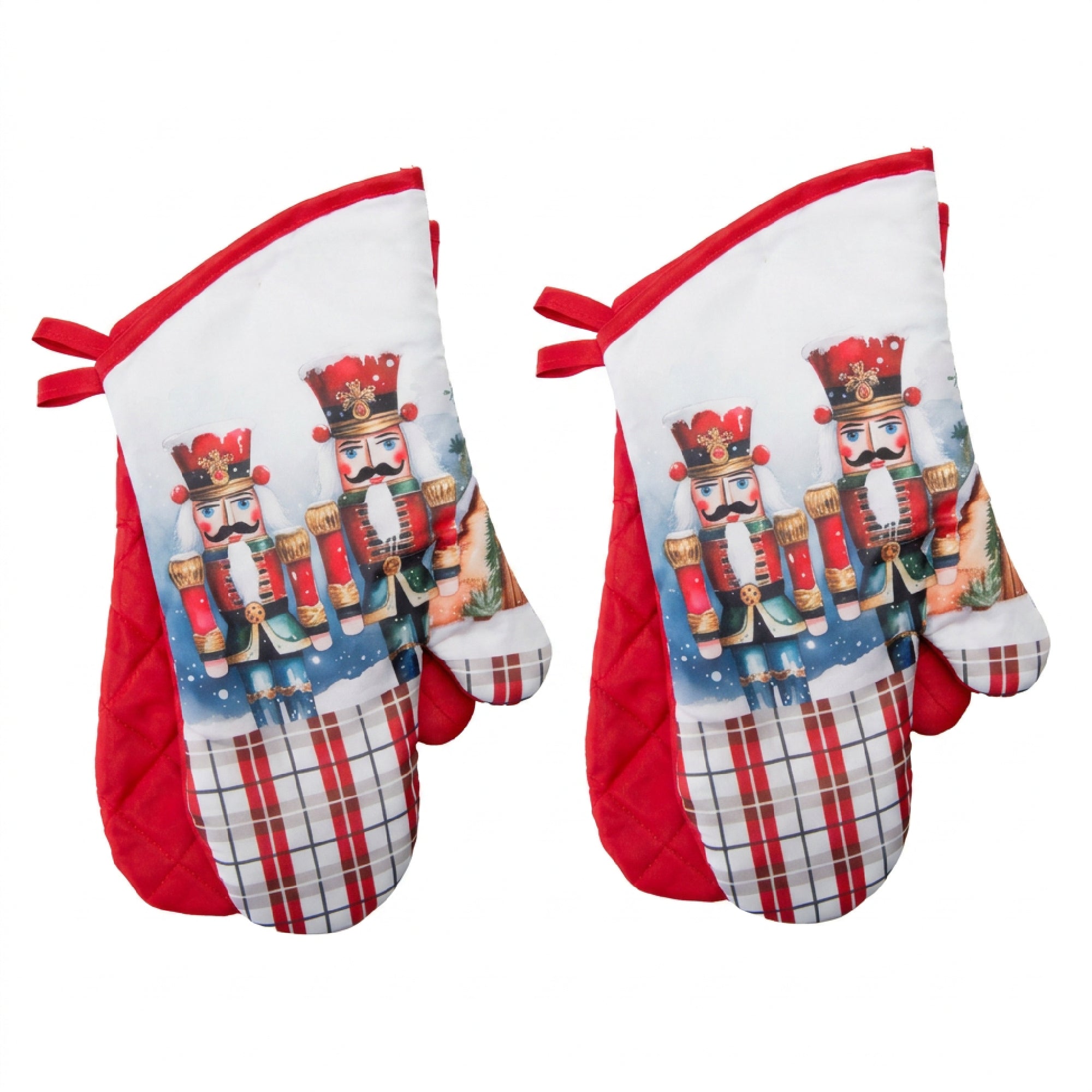 14" Oven Mitts 2 Piece Nutcracker Twin, Christmas, Holiday Decor- Set of 2