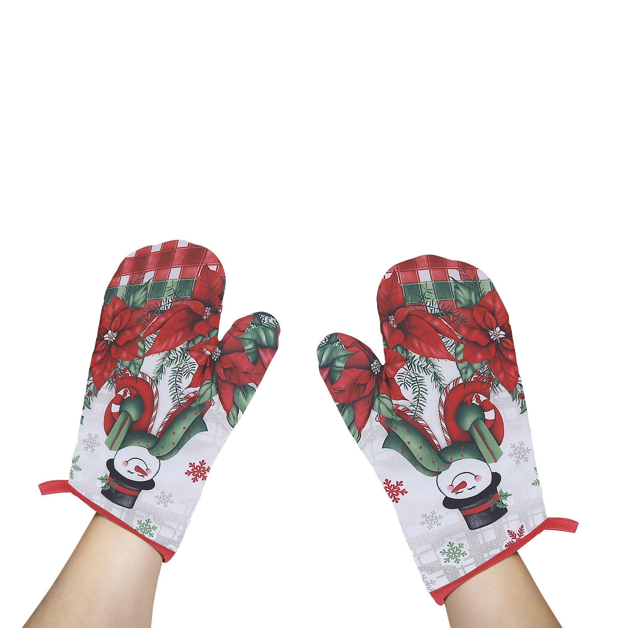 Christmas Snowman Oven Mitts, Heat Resistant Kitchen Oven Gloves, Baking Oven Mitts, Holiday Kitchen Decor 2 Pieces - Set Of 2