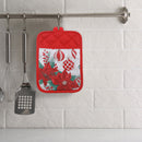 Pot Holder With Pocket (Poinsettia W/ Ornaments) - Set of 6