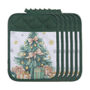 Pot Holder With Pocket (Christmas Tree) - Set of 6
