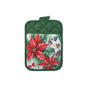 Pot Holder with Pocket Blooming Poinsettia, Christmas, Pot Holder, Holiday Decor- Set of 6