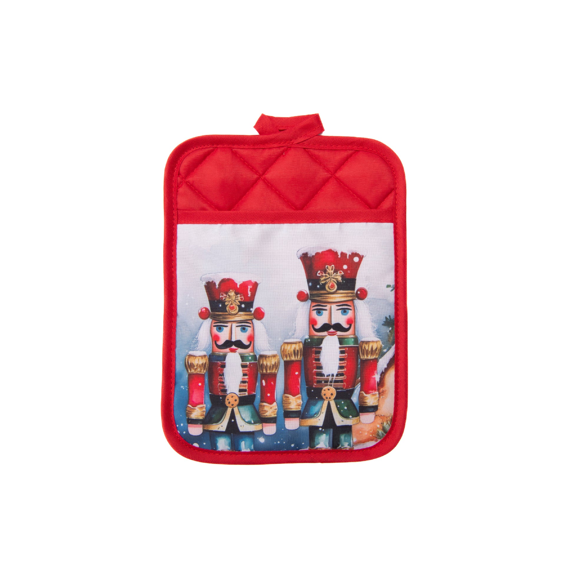 Pot Holder with Pocket Nutcracker Twin, Christmas, Pot Holder, Holiday Decor- Set of 6