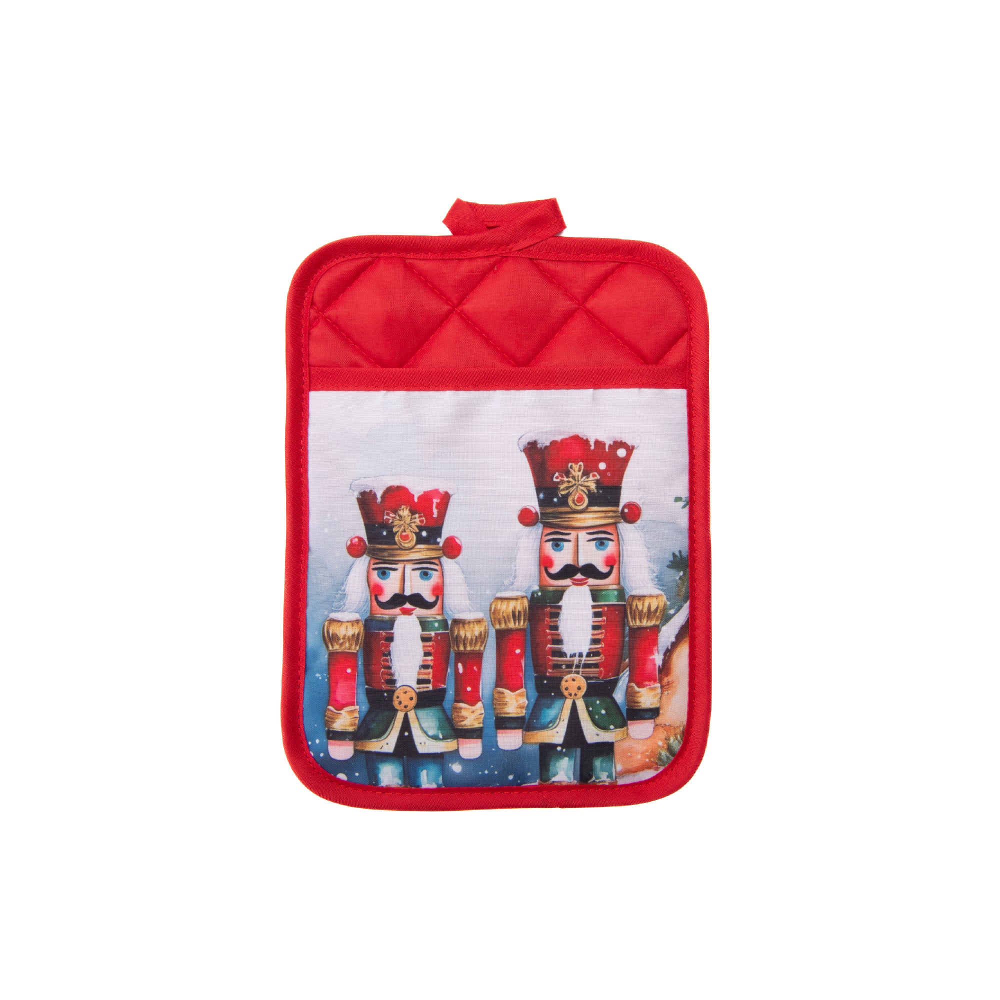 Pot Holder with Pocket Nutcracker Twin, Christmas, Pot Holder, Holiday Decor- Set of 6
