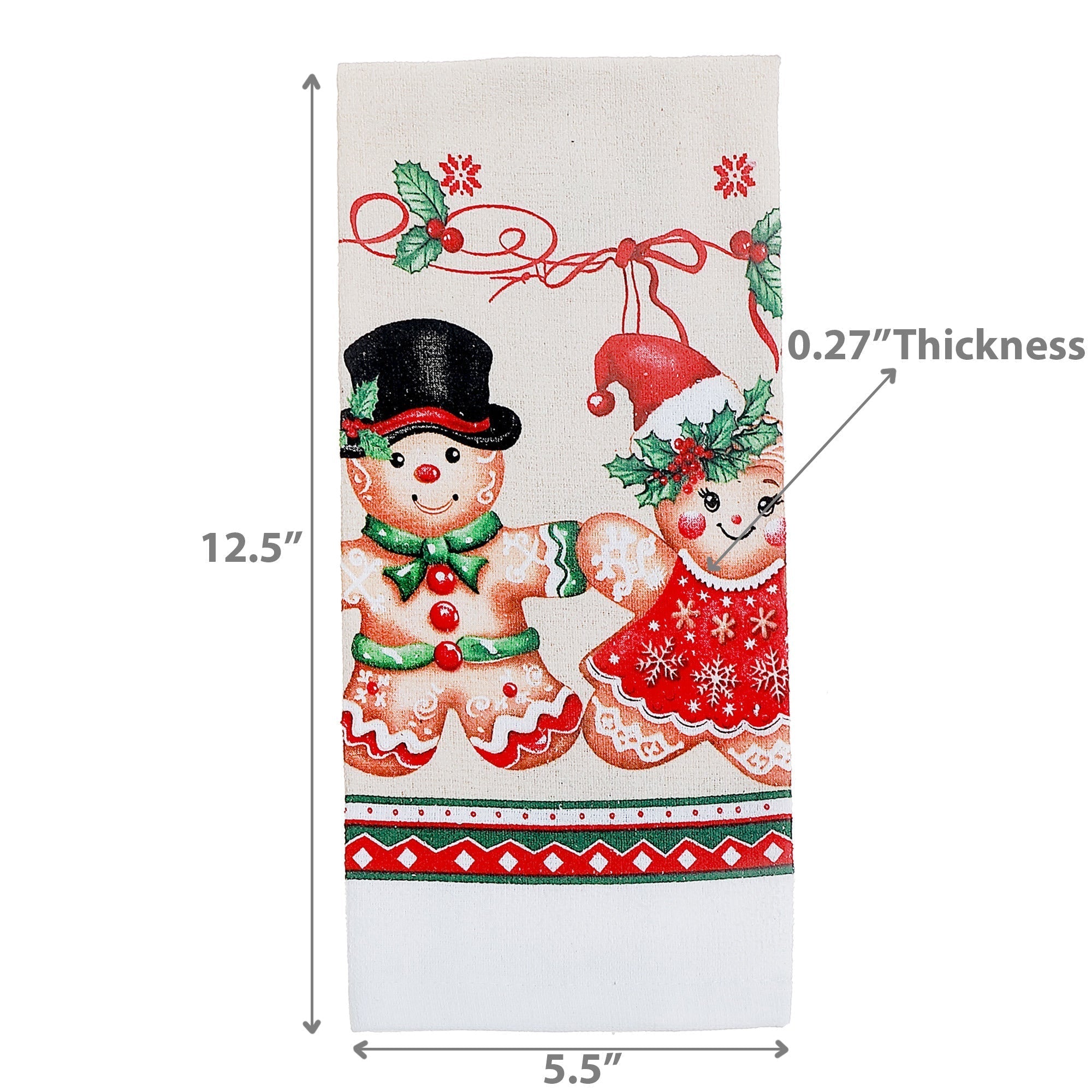 Hand Towel Set of 6 Gingerbread – Christmas Kitchen Linens, Holiday Hand Towel, Festive Cooking & Baking Accessory