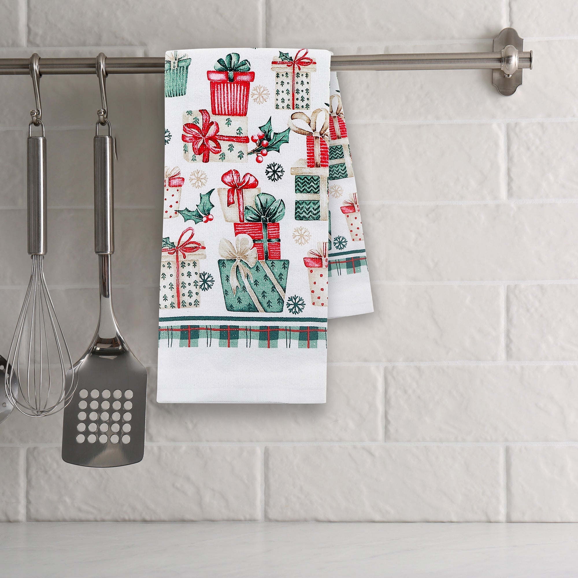 Hand Towel Set of 6 Presents – Christmas Kitchen Linens, Holiday Hand Towel, Festive Cooking & Baking Accessory