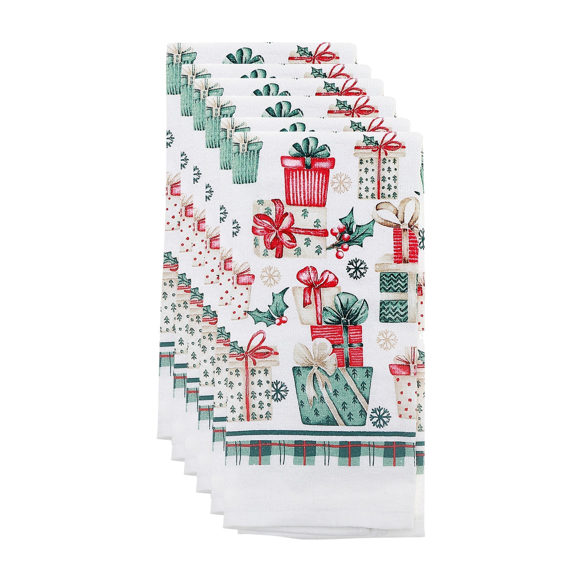 Hand Towel Set of 6 Presents – Christmas Kitchen Linens, Holiday Hand Towel, Festive Cooking & Baking Accessory