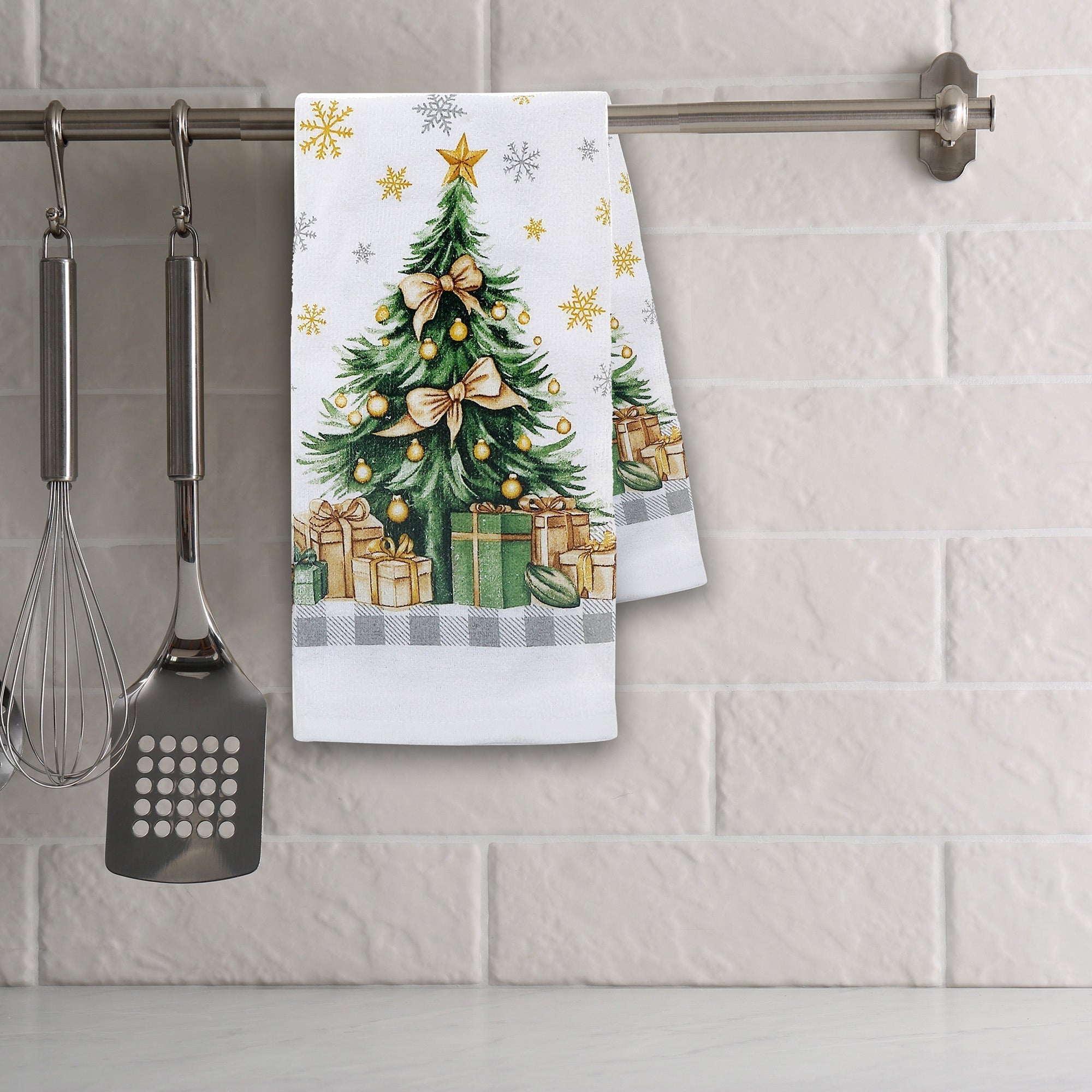 Hand Towel Set of 6 Christmas Tree – Christmas Kitchen Linens, Holiday Hand Towel, Festive Cooking & Baking Accessory