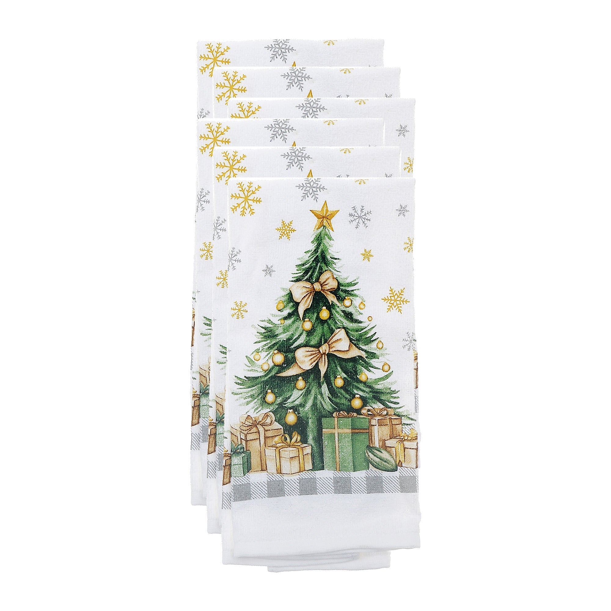 Hand Towel Set of 6 Christmas Tree – Christmas Kitchen Linens, Holiday Hand Towel, Festive Cooking & Baking Accessory