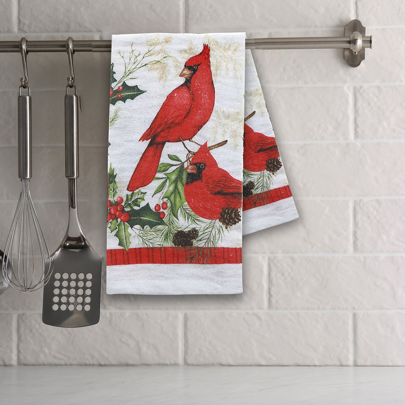Hand Towel (Cardinals Perched On Wreath) - Set of 6