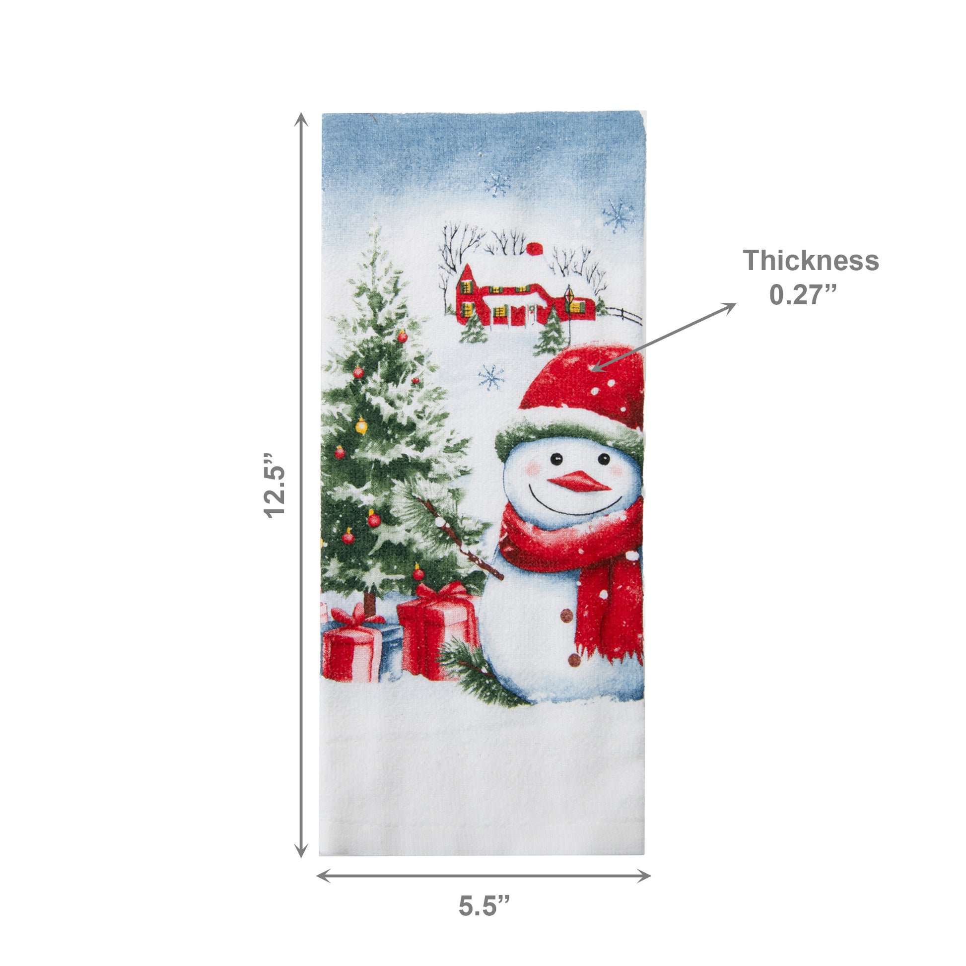 Hand Towel Snowman with Tree, Christmas, Kitchen Towel, Holiday Decor- Set of 6