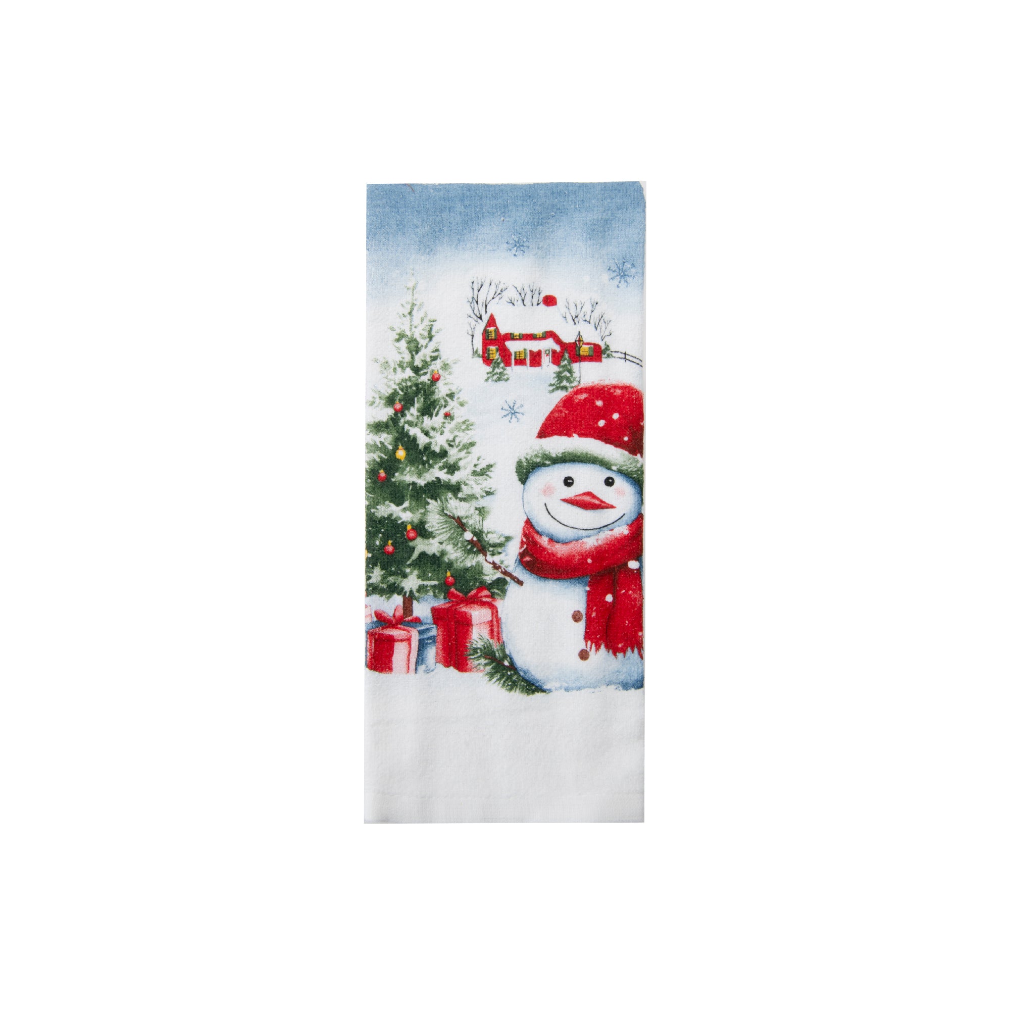 Hand Towel Snowman with Tree, Christmas, Kitchen Towel, Holiday Decor- Set of 6