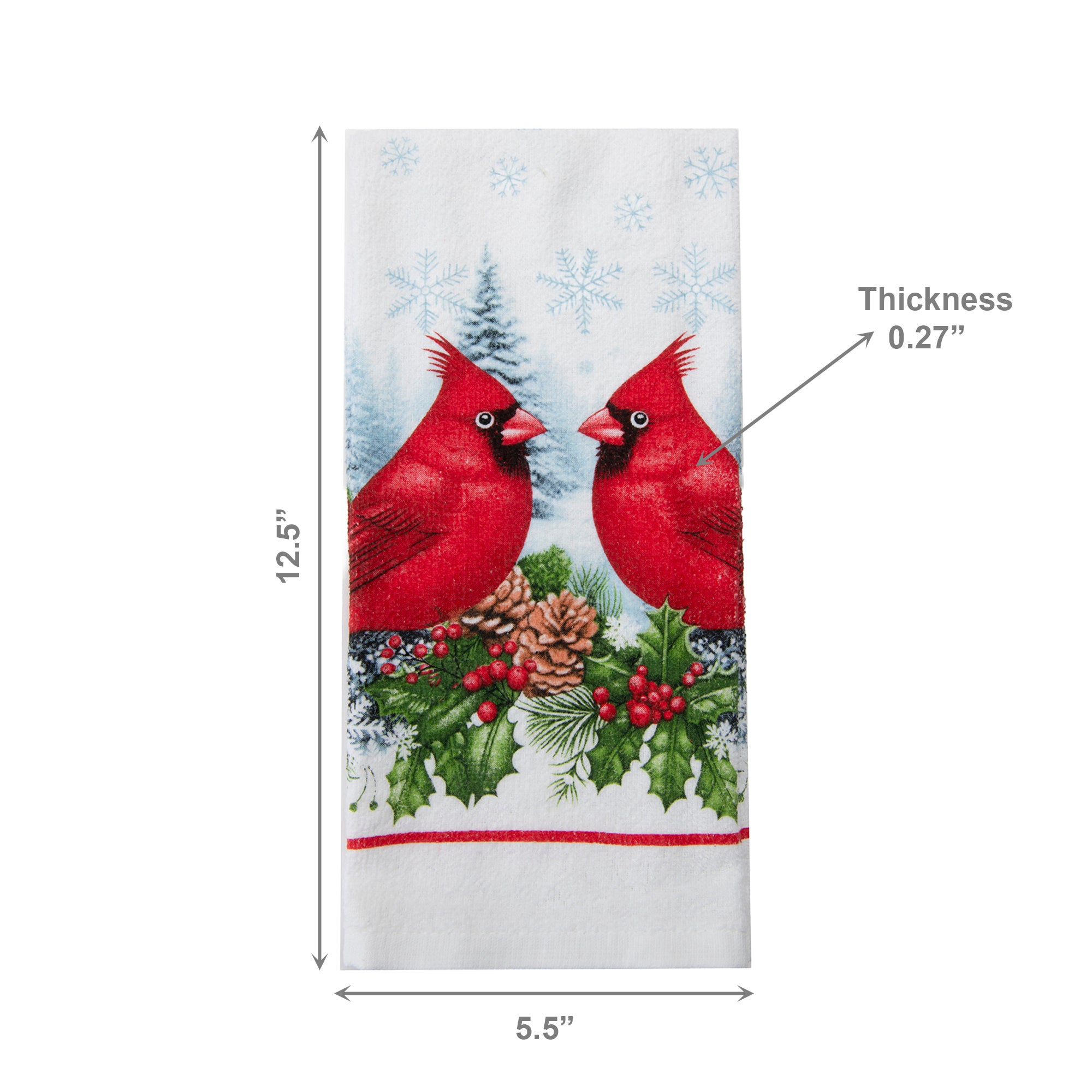 Hand Towel Double Cardinal, Christmas, Kitchen Towel, Holiday Decor- Set of 6