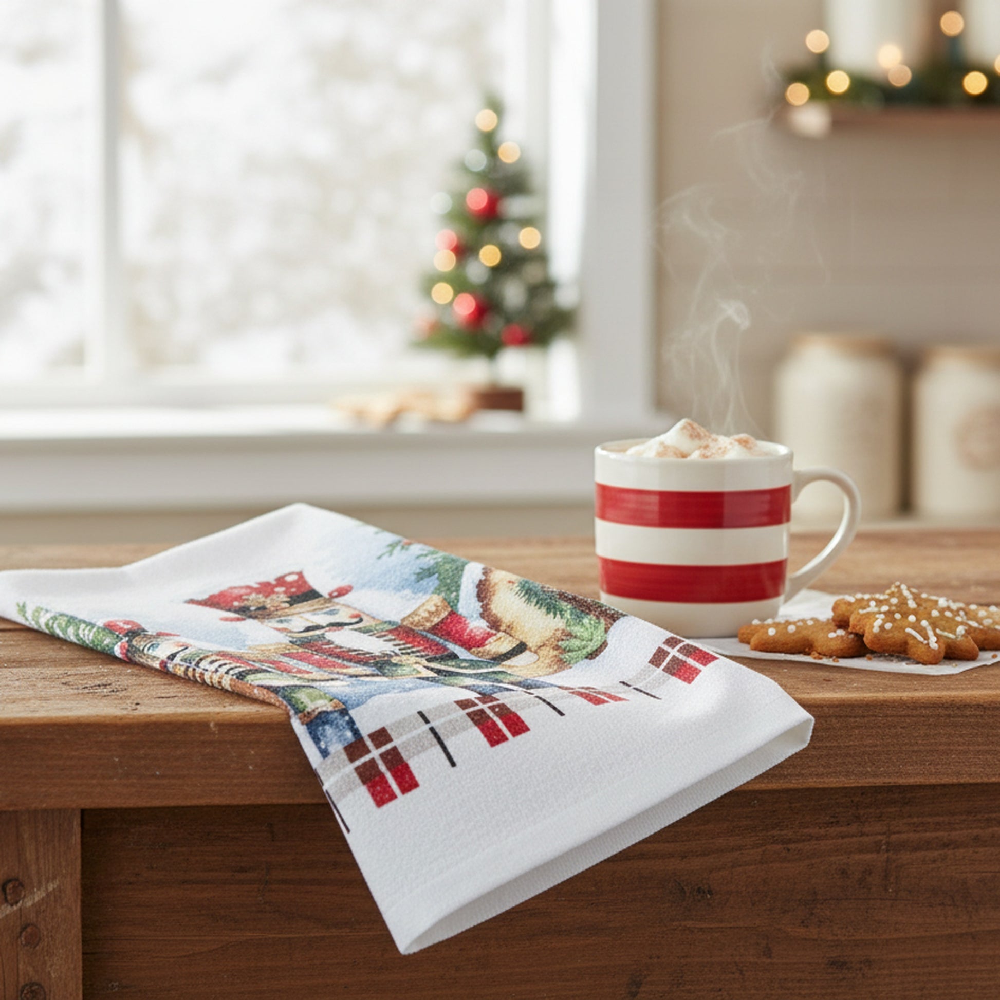 Hand Towel Nutcracker Twin, Christmas, Kitchen Towel, Holiday Decor- Set of 6