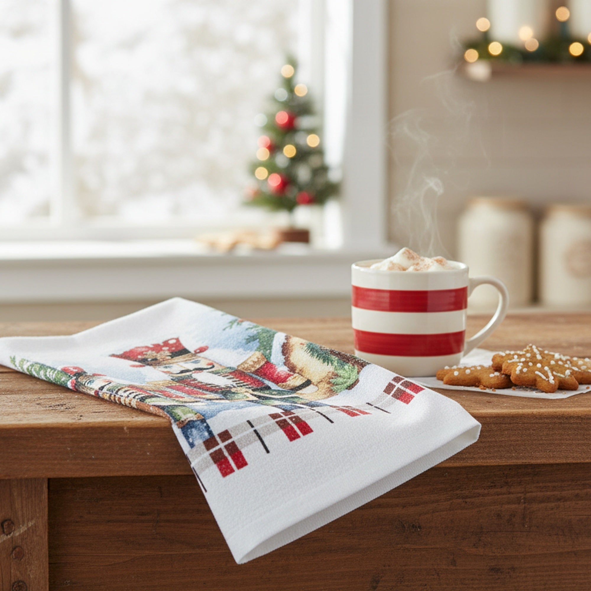 Hand Towel Nutcracker Twin, Christmas, Kitchen Towel, Holiday Decor- Set of 6