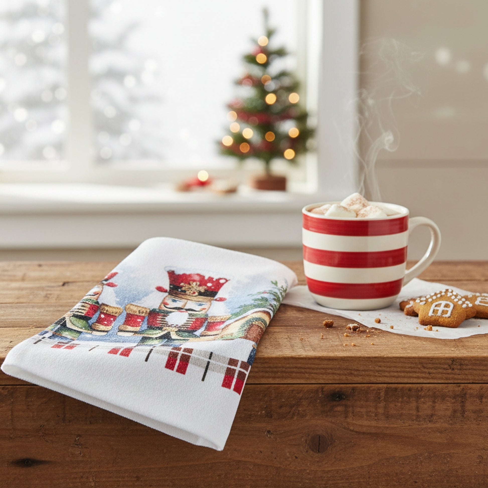 Hand Towel Nutcracker Twin, Christmas, Kitchen Towel, Holiday Decor- Set of 6