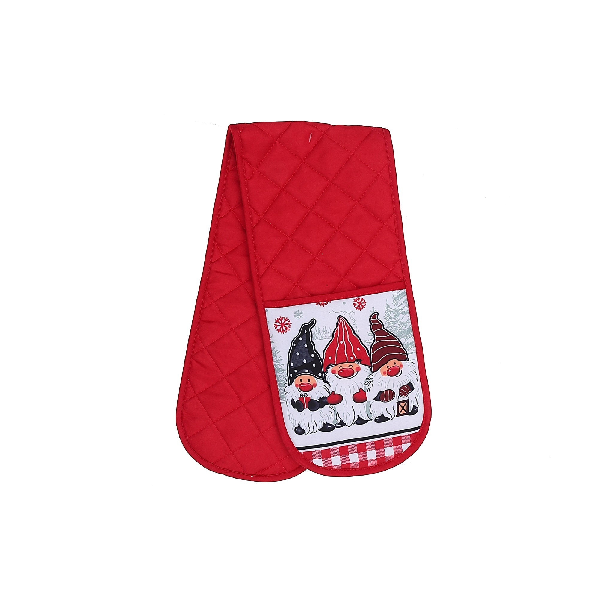 Christmas Double Oven Mitt Triple Gnome Set Of 2, Holiday Kitchen Accessory, Festive Cooking Gloves